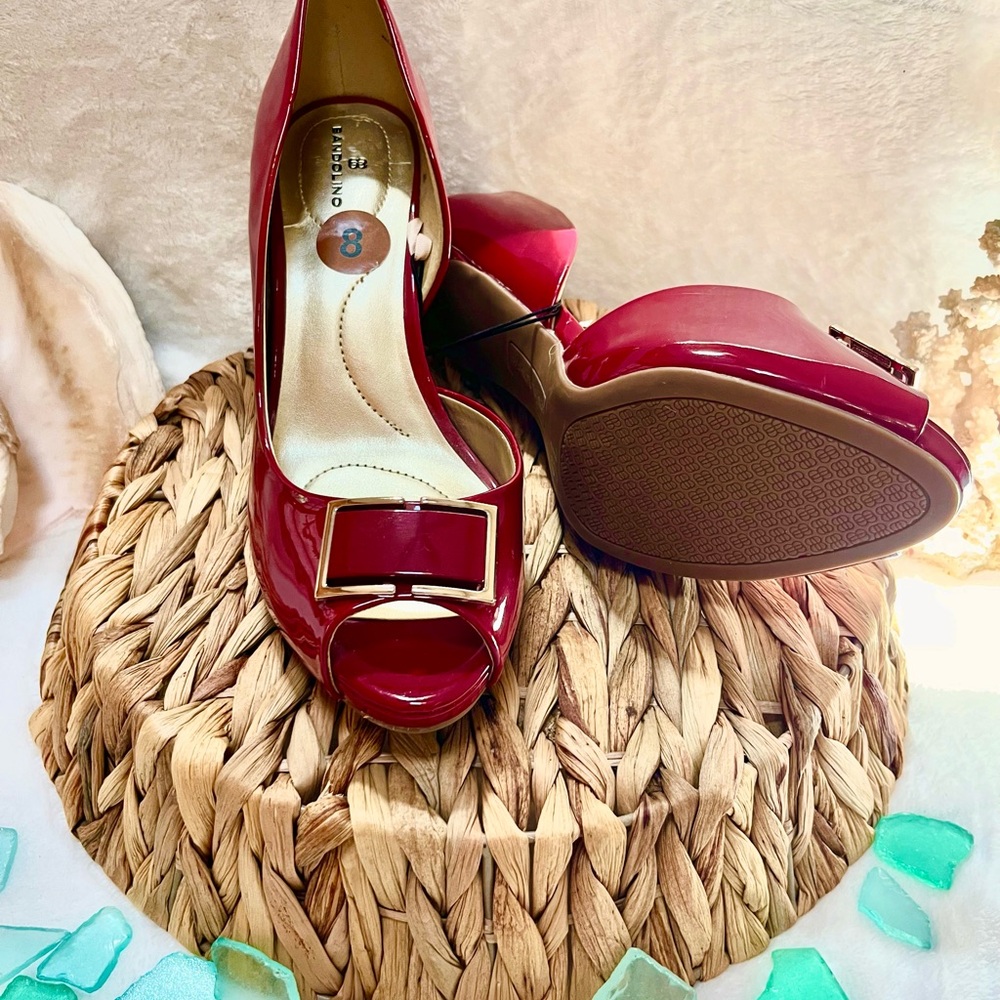 NWOT Bandolino Red Peep Toe Heels
